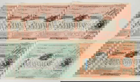 Louisville Railway Company Stock Certificates (8) [202552]