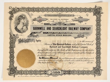 Barnwell & Searchlight Railway Company Stock Certificate, Unissued [201788]