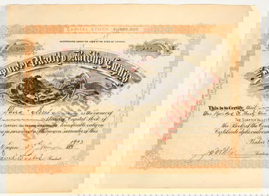 Sumpter Valley Railway Company Stock Certificate, 1903 [201795]