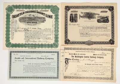 Washington State Railroad Stock Group (4) [201726]