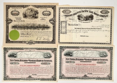 Four Railroad Related Stock Certificates [201748]