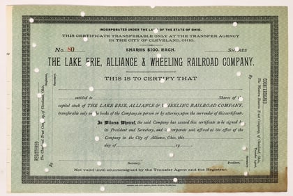 Lake Erie, Alliance & Wheeling RR Co. Stock [154873]