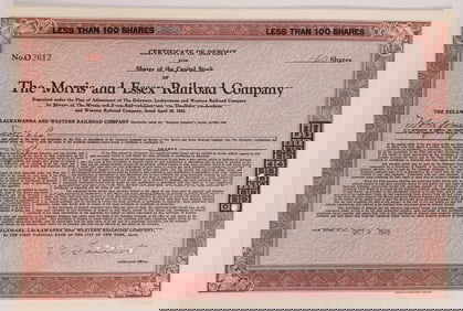 Morris and Essex Railroad Co Stock 1945 1 cert [176000]