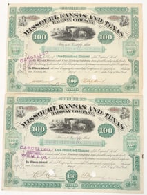 Railroad Stock  Certs Signed by Henry Clews (2) [192385]