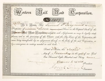 Western Rail Road Co. Stock Certificate [191227]