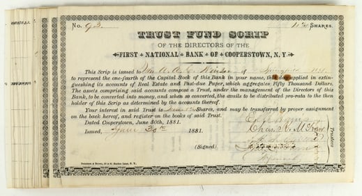 First National Bank of Cooperstown, NY Scrip [199310]