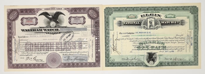Two Different Watch Company Stock Certificates  [200812]