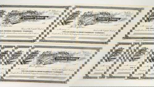 California-Nevada Creamery Co. Stock Certificates (8) [202660]