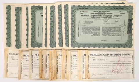 Mexico Telephone Stocks, 2 Different, 40 [192794]