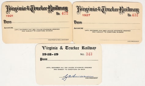 Virginia & Truckee Railway Annual Pass Trio [201490]