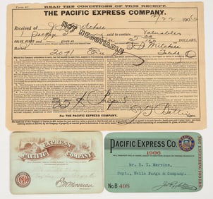 Pacific Express Company Passes & Shipping Receipt [202715]