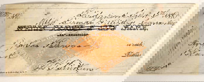 Rare Bridgeport, CA Revenue Check, 1880, Kirman & Rickey, Tinkum Mono Sheriff  [201649]