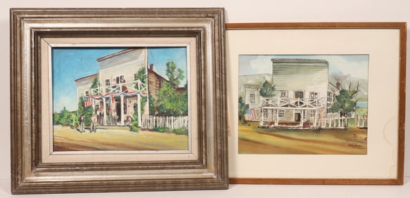 Original Paintings: Main Street Bridgeport Home c1970 (2) [181297]