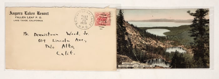 Angora Lakes Resort, Lake Tahoe, Corner Ad Cover & Postcard [202460]