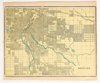 Antique Map of Denver, Colorado, George F. Cram, 1892 [201364]