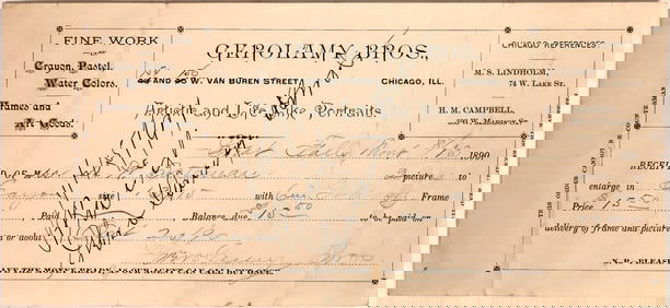 Gerolamy Bros. Photo Receipt 1890 [177665]