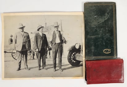 Two Imprinted Montana Leather Wallets w/ Photo of Maker [201148]