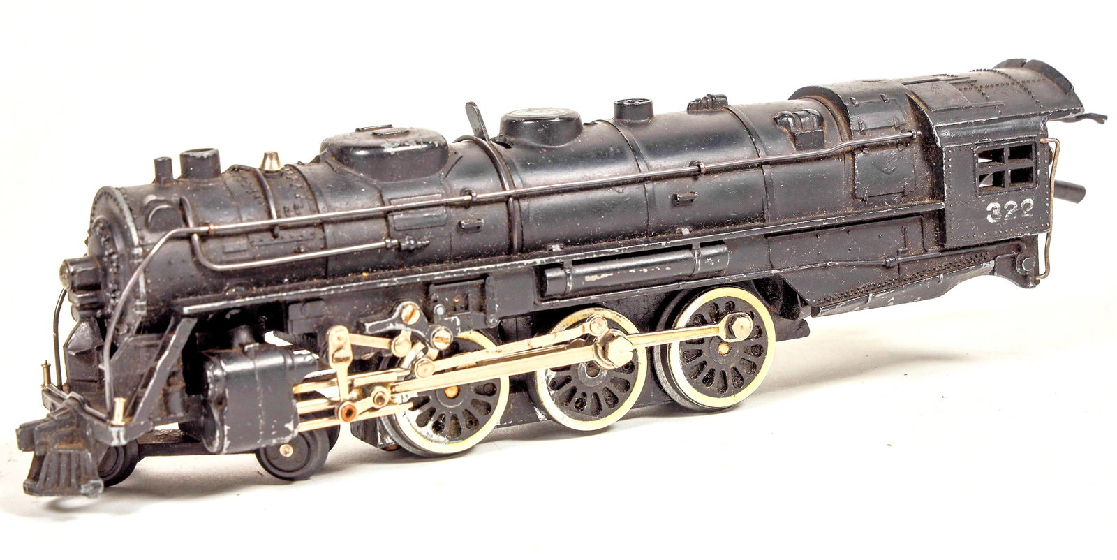 American Flyer Engine #322 4-6-4 [183878]: American Flyer 4-6-4 locomotive #322, not tender. unable to test. Engine is complete except for trailer trucks.^Date: 1950'sCountry (if not USA): State: City: Provenance: