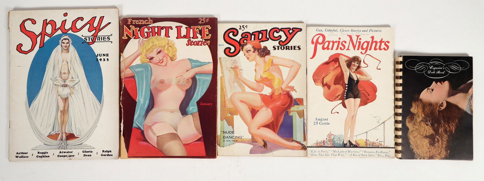 Vintage Collection Of Pulp Pin Up Magazines. [201259]: Lot of 5. Vintage Collection Of Pulp Pin Up Magazines stories, nude photos. Fine-VF cond. . Esquires 1942-43 Date Book-Movie Stars : Ida Lupino, Mary Maguire, Ann SouthernAnn Sheridan, Fay Wray. No Nu