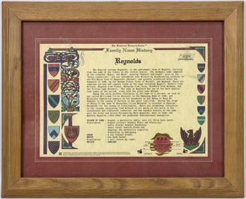 Reynold Family Name History, Framed [147460]