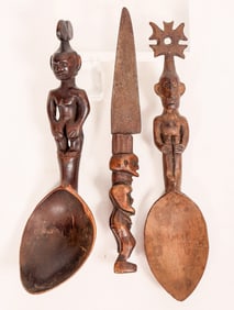 African Hand Carved Utensils c1920s? (3) [181334]