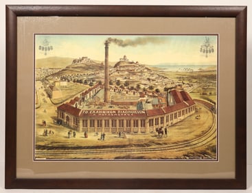 Poulopolis Hat Factory, Athens Lithograph, c1890 [181301]
