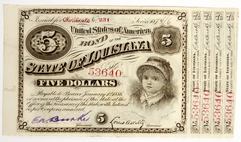 Five Dollar Bond of the State of Louisiana 1874/6 [200092]
