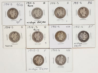 Barber Quarters "S" Mint (10) [201420]
