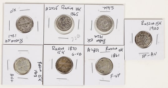 Silver 15 Kopek Russian Coins (7) [198333]