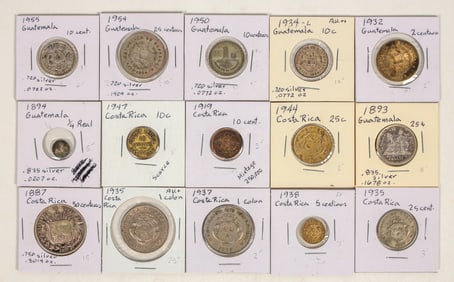 Coins of Costa Rica & Guatemala (15) [200687]