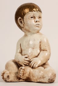 Painted Sculpture of Seated Baby Girl [184036]