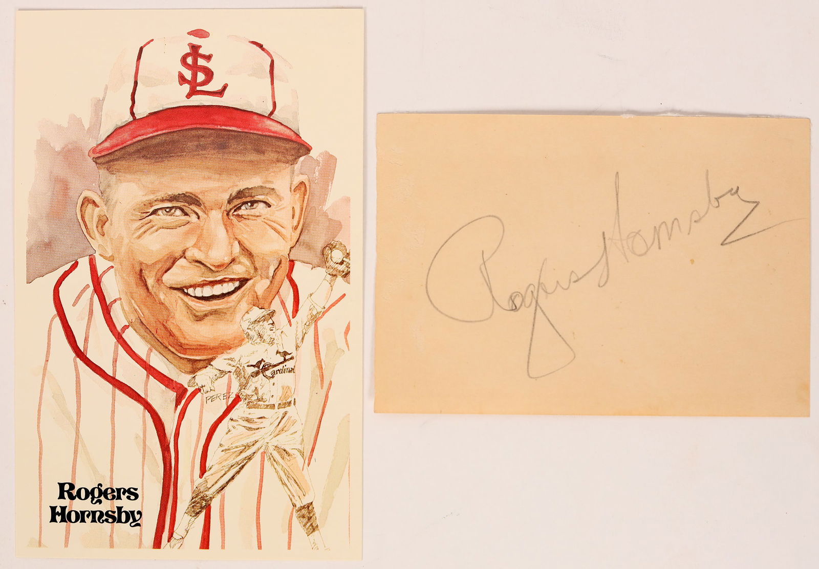 HOF Baseball Rogers Hornsby Autograph Cut [182244]: Rogers Hornsby autograph cut. Rogers Hornsby, nicknamed "the Rajah", was an American baseball infielder, manager, and coach who played 23 seasons in Major League Baseball. He played for the St. Louis
