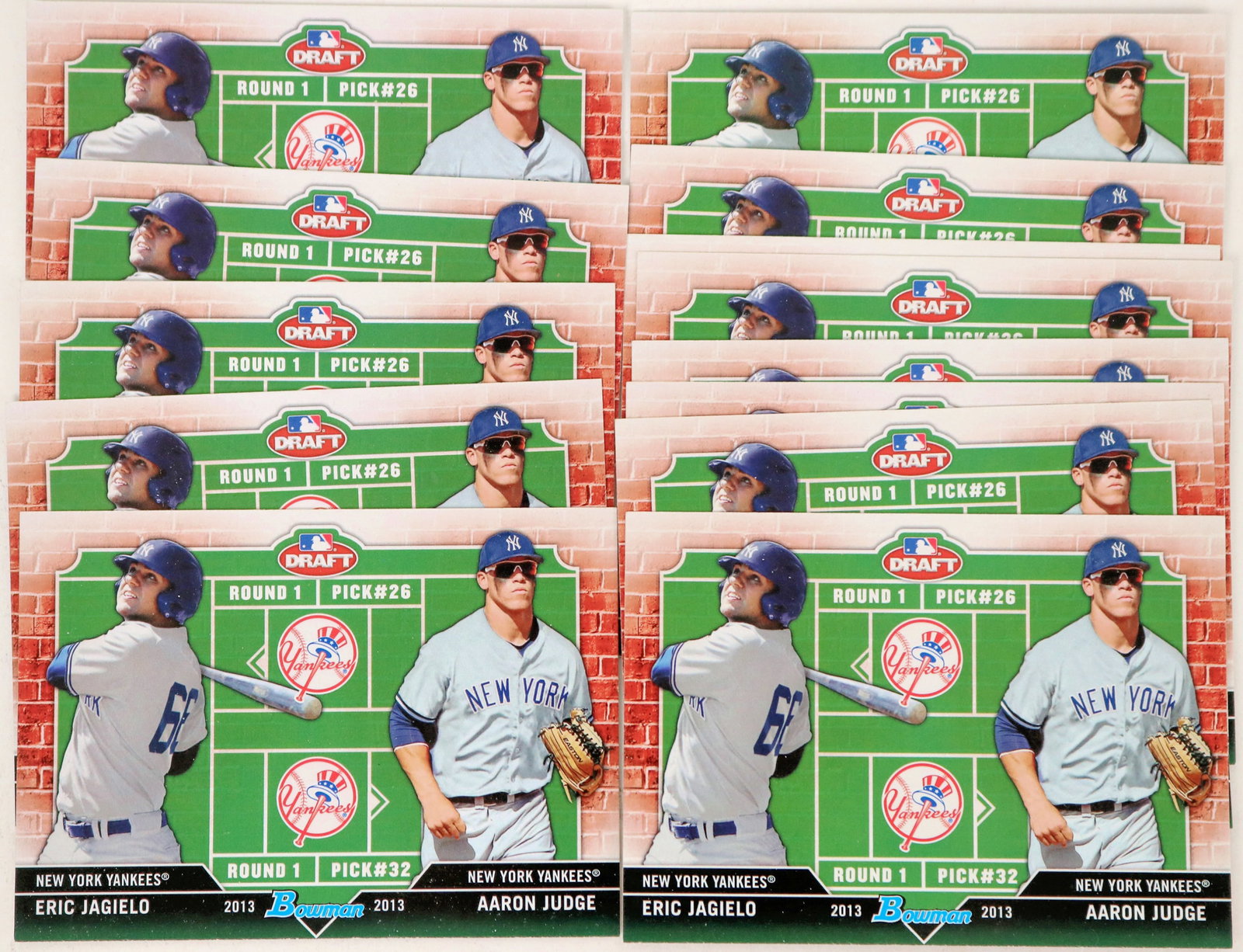 Aaron Judge/Eric Jagielo Rookie Card (13) [188878]: Topps Bowman Aaron Judge/Eric Jagielo Round One Draft rookie cards (13). These are in near mint condition. There are 13, so you can sell or trade the extras. While Jagielo's career petered out, Judge'