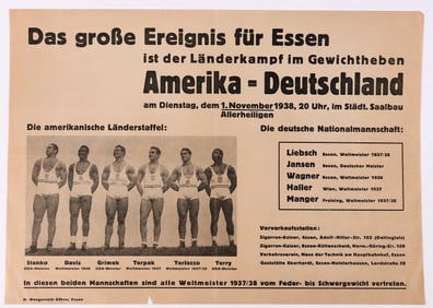 German American Sports Broadside 1938 [167909]