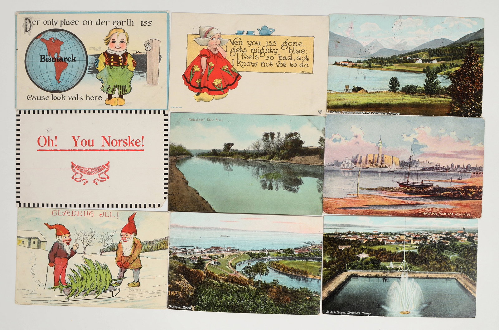 Colorful Norway Postcards (8) [201143]: This is a lot of 8 colorful and endearing Norway postcards featuring popular Norway sightseeing places. Postcards are in good condition, 6/8 have been used. ^Date: Country (if not USA): NorwayState: C