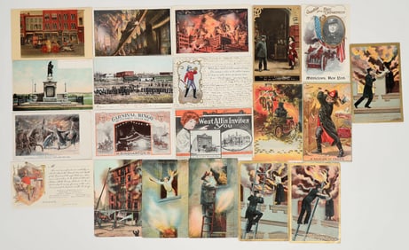 Early Miscellaneous Fire Related Ephemera Postcards (20) [200760]