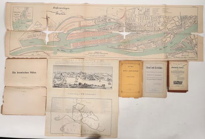 Early German Port Maps, Monetary Map, Scientific Animal Book 1890's [191759]
