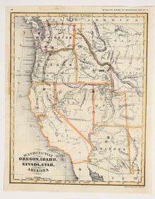 Antique Map of Western US (CA, NV, OR, UT ,AZ, WA ID), 1868, Rand McNally [201361]