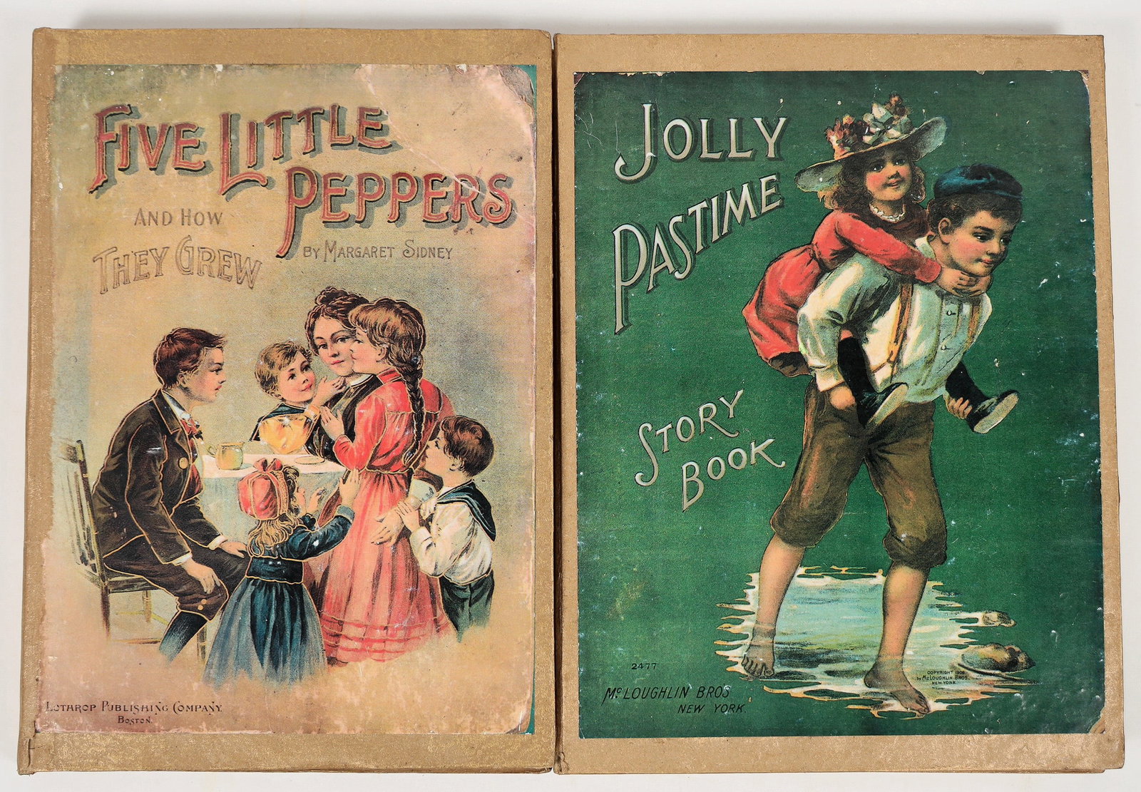 Children's Books [196081]: Children's Puzzle Books. Includes: Jolly Pastime by McLoughlin Bros. and Five Little Peppers by Margaret Sidney.^Date: 1960'sCountry (if not USA): State: City: Provenance: