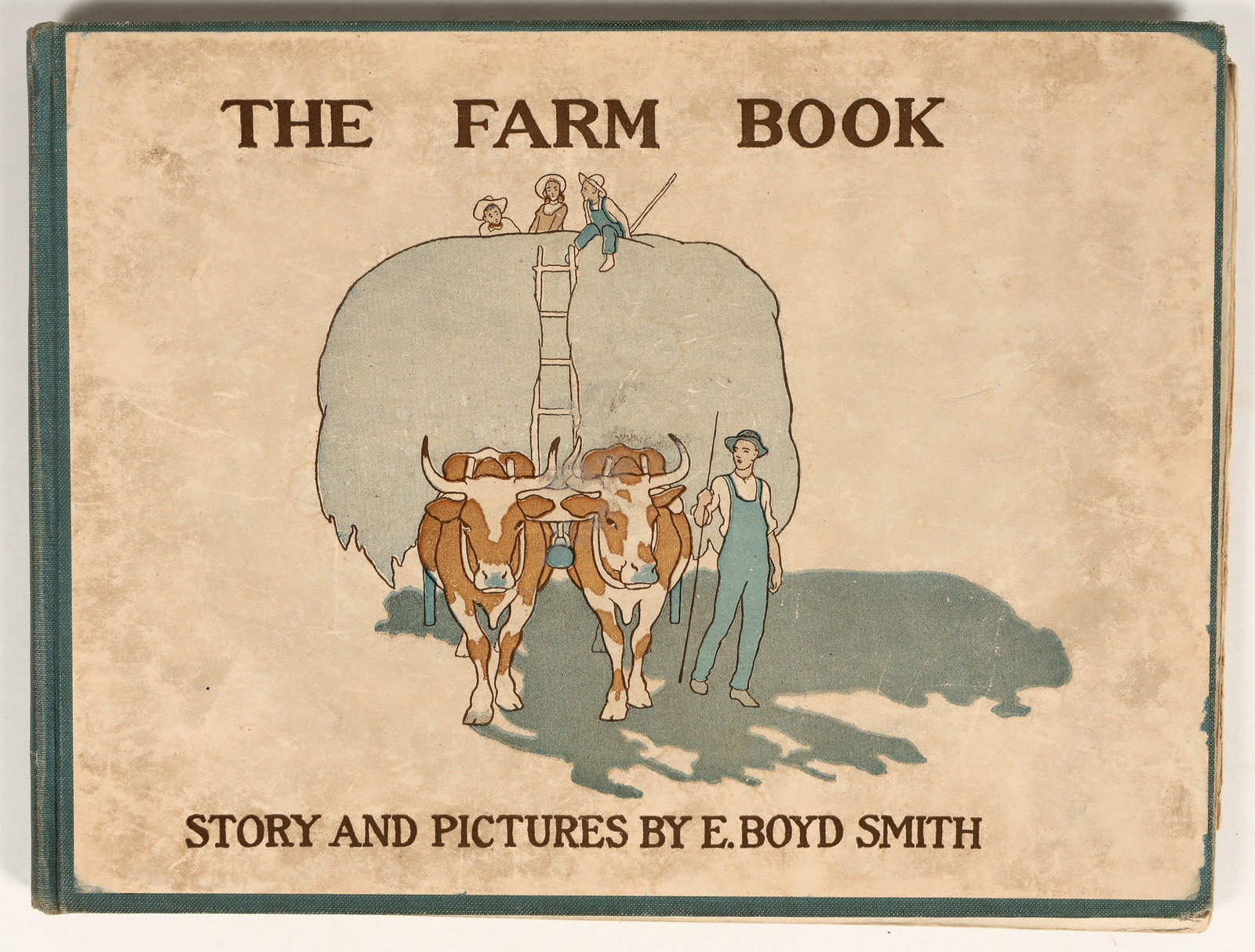 'The Farm Book', 1910, Phenomenal Chromolithographs [200586]: An eighth impression, first edition copy of 'The Farm Book' by E. Boyd Smith, a children's book published in 1910. It follows three children as they spend a vacation on their aunt and uncle's farm, le