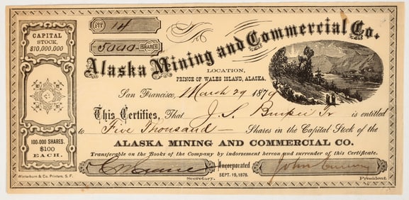 Alaska Mining and Commercial Co. Stock [201219]