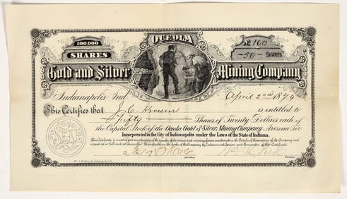 Oceola Gold & Silver Mining Co. Stock Certificate, 1879 [203578]