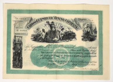 Cross-Cut Silver Mining Company Stock Certificate, 1888, Globe [204137]