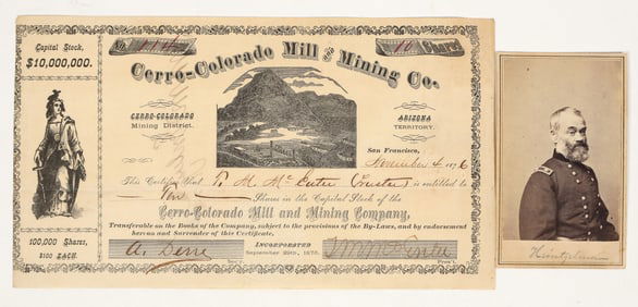 Cerro-Colorado Mill & Mining Company Stock Certificate Plus Heintzelman CDV [204913]
