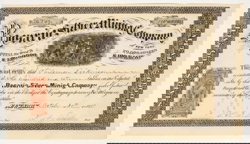 Rosario Silver Mining Company Stock Certificate, Arizona, 1868 [195877]