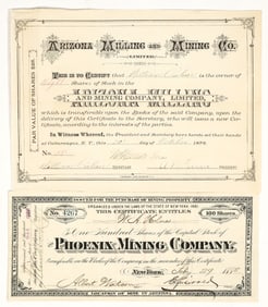 Arizona Mining Stock Certificate Pair: Phoenix MC and Arizona M&MC [195867]