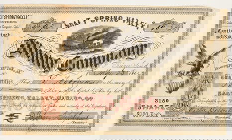 Salt Spring Valley Mining Company Stock Certificate, 1864 [205368]