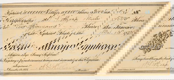 Loretto Mining Company Stock Certificate, Darwin, CA, 1876 (GT Brown Lith.) [195369]