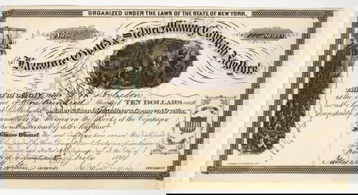 Harmon Gold & Silver Mining Co. of New York Stock Certificate, 1867 [204817]