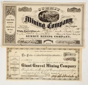 Two Different Rare Plumas County, California Mining Stock Certificates [195486]